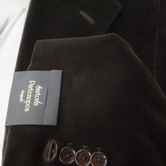 Sartoria Partenopea Brown Velour Velvet Cotton 2 Pc Suit Jacket Pants Sz 36 - Picture 5 of 10